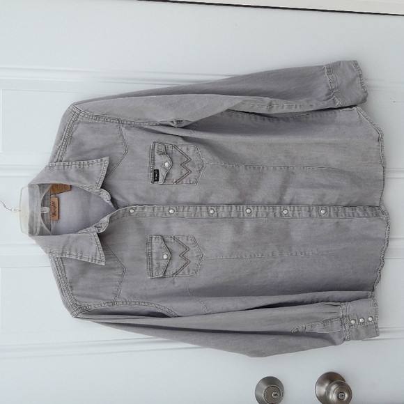 Women's Wrangler Shirt Gray Denim Large - Picture 2 of 12